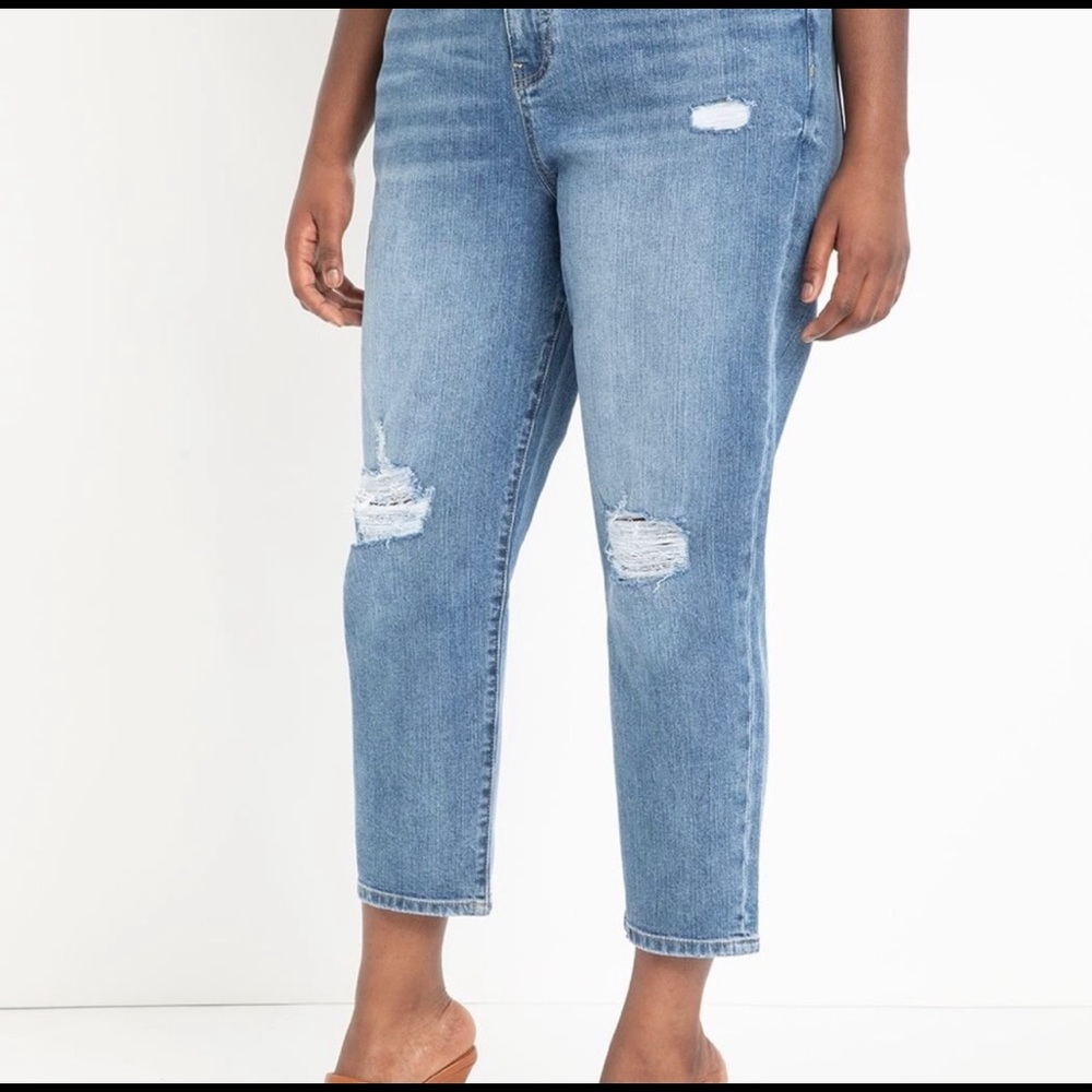 Eloquii Classic fit Stretch Denim Destroyed Mom Jean size 16